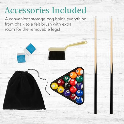 Best Choice Products Tabletop Billiard Table, Pool Game Table for Living Room, Game Room w/ 2 Cue Sticks, Ball Set, Storage Bag - color: Walnut