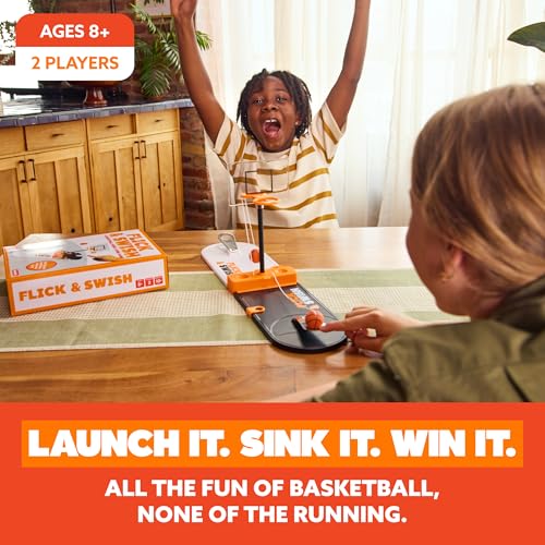 Flick & Swish Basketball Hook & Ring Game By Relatable, Exciting 2 Player Games Everyone Can Enjoy, This Mini Basketball Game Includes 1 Court Board and Instructions
