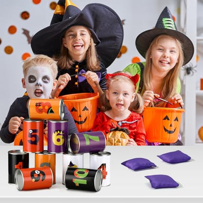 HyDren 13 Pcs Christmas Carnival Can Bean Bag Toss Games for Kids Adults Throwing Can Game for Birthday Family Festive Holiday Homeschooling Backyard Indoor Outdoor Supplies - style: Halloween