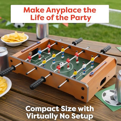 Foosball Table - 20-Inch Mini Soccer/Football Table Game for Arcade, Game Room, and Mancave - Set Includes Two Balls and Score Keeper by Hey Play