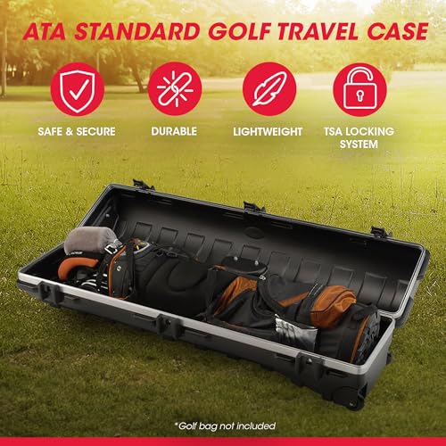 SKB Staff ATA Hard Shell Plastic Golf Travel Case for Cart Bags with 2 Wheels - Heavy-Duty Rolling Club and Driver Carrier for Airline Transport, Impact-Resistant with TSA Locking Latches - size: Small