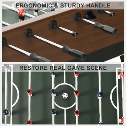 RAYKEEP 58" Foosball Table, Competition Soccer Table Game w/ 2 Balls for Adult Youth, Heavy-Duty Arcade Table Soccer for Home, Game Room - color: WoodGrain