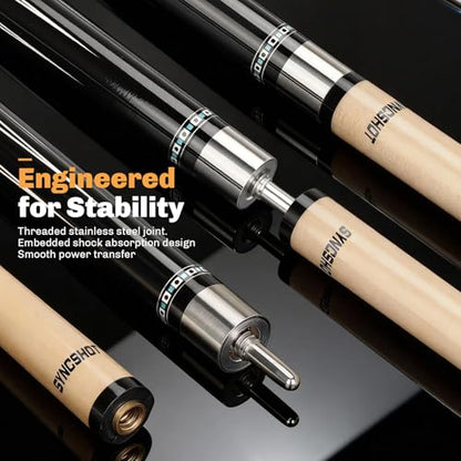 Professional Pool Cue Stick with Hard Case, 58" Canadian Maple Billiard Cue & 12.5mm Multi-Layer Rainbow Tip, Pool Cue Set with 3 Accessories, 19/20/21oz Billiard Stick (Selectable) - size: 19oz, style: Style 1