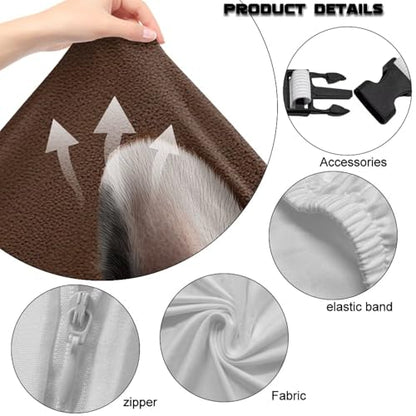 Suobstales Boston Terrier Paw Print Gaming Chair Covers, Stretchable Elastic Computer Desk Chair Cover with Armrest Covers, 4Pc/Set Soft Non Fading Office Chair Covers Slipcovers - color: Boston Terrier Paw