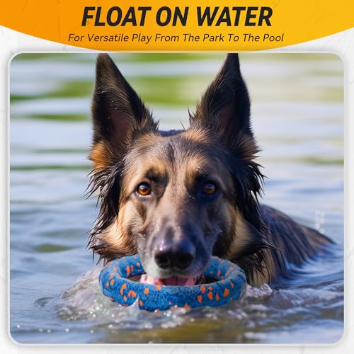 FUSOTO Dog Ring Toy, Indestructible Flying Discs for Throwing Catching, Water Floating Dog Training Ring for Medium Large Breeds (Blue - φ9 inches) - color: Blue - φ9 inches