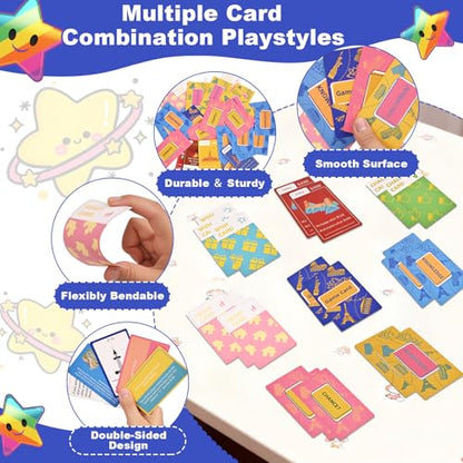 Card Board Game for Kids, Adult Card Games for Families, Interactive Double Sided Board 290 Cards 2+ Players Fun Cards for Game Night Party Travel Games for Kids Ages 6+