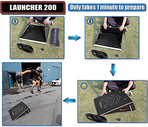 Kids Jumping Ramp for Skateboard, Bike, Scooter, BMX, RC Car and Dirt Bike, 25.2 in, Black - color: Black, size: L200