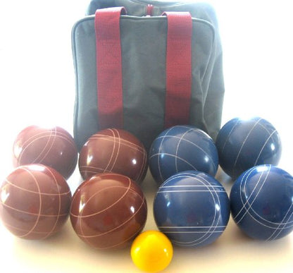 BuyBocceBalls Listing - Made in USA, Premium Quality Official Tournament Bocce Set - 110mm Blue and Dark Red Balls Nylon Bag; Regulation Size Balls 998 Grams (2 lbs. 3.2 oz.)