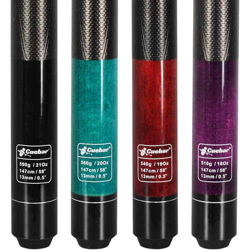 Pool Cues Set of 4 with 3D Grip, 58" 2-Piece Billiard Sticks in 4 Weights (18/19/20/21oz) & 4 Colors, House Bar Pool Table Sticks for Adults