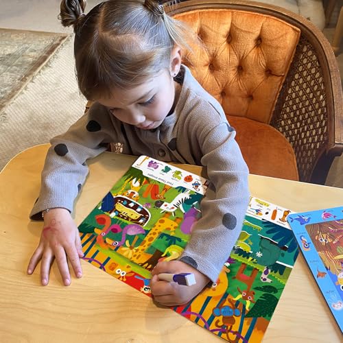 BenBen Preschool Learning Activities, 28 Pages, Search and Find Books, Travel Game for Road Trip, Kindergarten Educational Toys, Birthday Gift for Kids Toddlers Ages 3 4 5 6