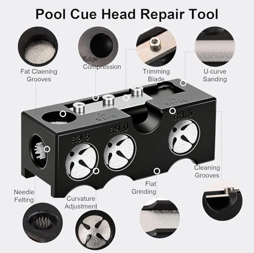 11-in-1 Pool Cue Tips Replacement Kit and Billiards Pool Cue Tip Shaper,Pool Cue Tips Replacement Kit, Professional Pool Cue Tip Tool with ABS Cue Tip Replacement and Repair Kit for Shaping