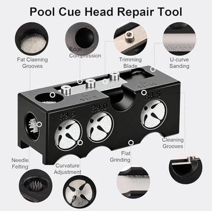 11-in-1 Pool Cue Tips Replacement Kit and Billiards Pool Cue Tip Shaper,Pool Cue Tips Replacement Kit, Professional Pool Cue Tip Tool with ABS Cue Tip Replacement and Repair Kit for Shaping