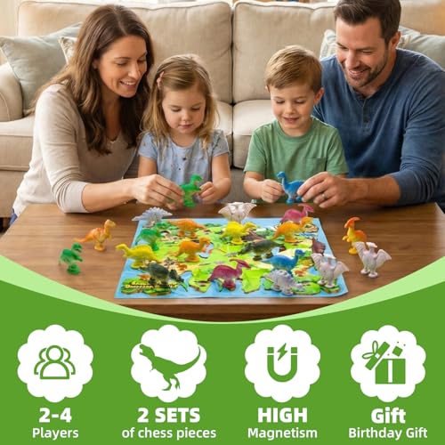 Magnetic Dinosaur Game, Fun Magnet Game with String | Magnetic Strategy Games for Kids, Family, Travel, Camping, Party