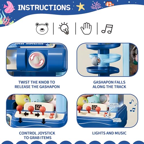 Kids Claw Machine, Arcade Game Toy for Ages 8-13, Candy Vending Toys for Girls and Boys, Electronic Claw Game Machine for Party with Lights Sound, Birthday Gifts for 6 7 9 10 12 Years Old - style: 2-in-1 Large Whale Wonder