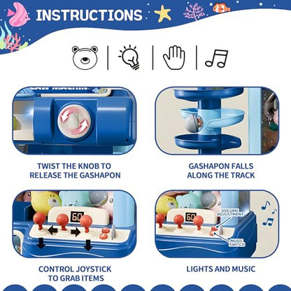 Kids Claw Machine, Arcade Game Toy for Ages 8-13, Candy Vending Toys for Girls and Boys, Electronic Claw Game Machine for Party with Lights Sound, Birthday Gifts for 6 7 9 10 12 Years Old - style: 2-in-1 Large Whale Wonder
