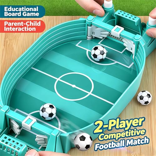 Tabletop Foosball Game, Easy Assembly Desktop Soccer Board for Two Players, Portable Football for Family Night - color: Red