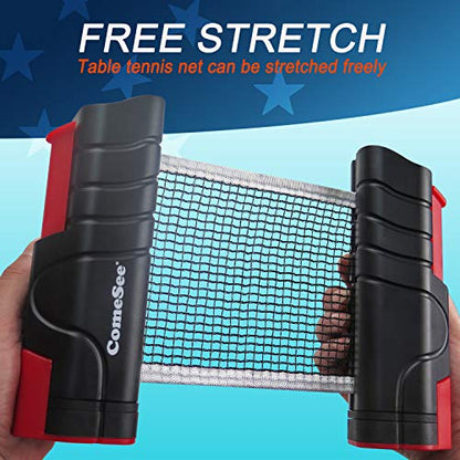 Comesee Retractable Ping Pong Net for Any Table, Table Tennis Nets and Posts Equipment for Replacement - color: black