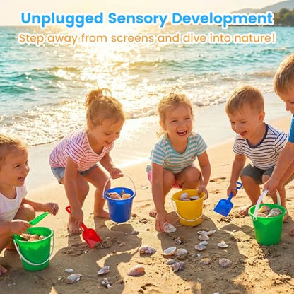 Shindel 28Sets Sand Buckets and Shovels for Kids, Beach Buckets Travel Sand Toys, Beach Essentials, Fun Summer Activities