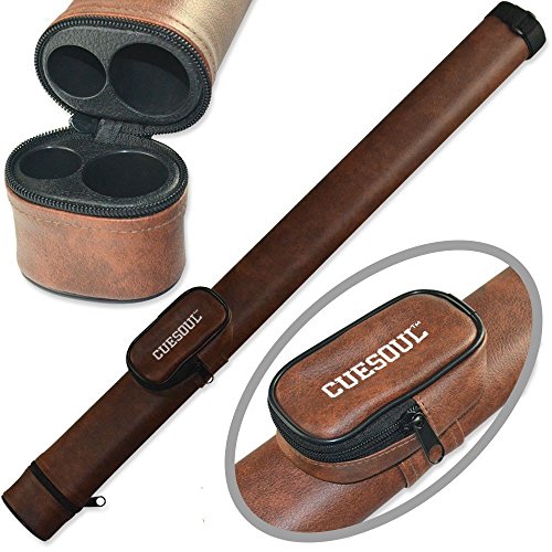 CUESOUL Soocoo Series 2x4/2x2 Hard Pool Cue Case -Holds 2 Cue Butt and 4 Cue Shafts,Four Color Available - color: 1x1-Brown