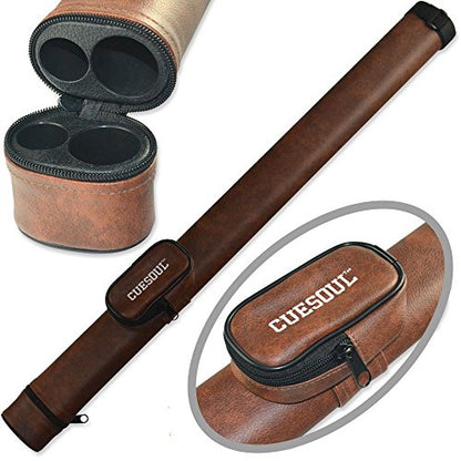 CUESOUL Soocoo Series 2x4/2x2 Hard Pool Cue Case -Holds 2 Cue Butt and 4 Cue Shafts,Four Color Available - color: 1x1-Brown