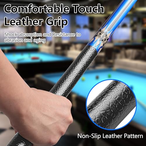 Pool Cue, 58" Pool Cue Sticks for Adults with 13MM Tips Canadian Maple Wood Leather Pattern Grip 18 19 20 21 oz, Professional Billiard Cues Players for Bar House Pool Table Sports 8/9 Ball - style: Set of 4