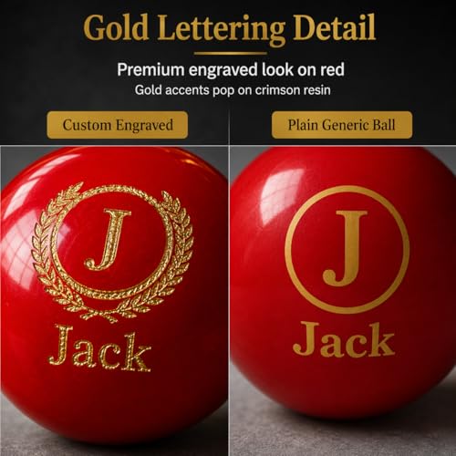 Custom Personalized Pool Ball Laser Engraved Billiard Ball Gift 2.25 Inch Standard Size Polyester Resin Desk Display Optional Ball Stand Add-On White - color: Red / Gold Lettering