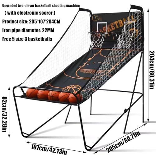 Basketball Arcade Game, Dual Shot Electronic Hoop with 8 Game Modes, Foldable Indoor/Outdoor Set with Balls & Pump for Family Fun