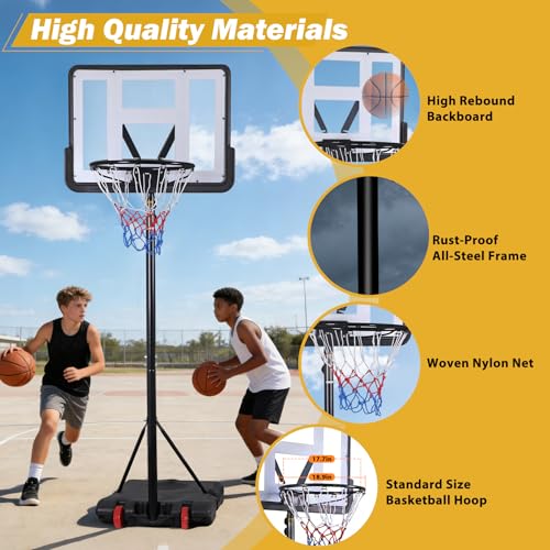 Nova Microdermabrasion Basketball Hoop Outdoor 7.2-9.2ft Adjustable, 32 inch Backboard, Portable Basketball Hoop Goal System for Youth/Adults Outdoor Indoor Play