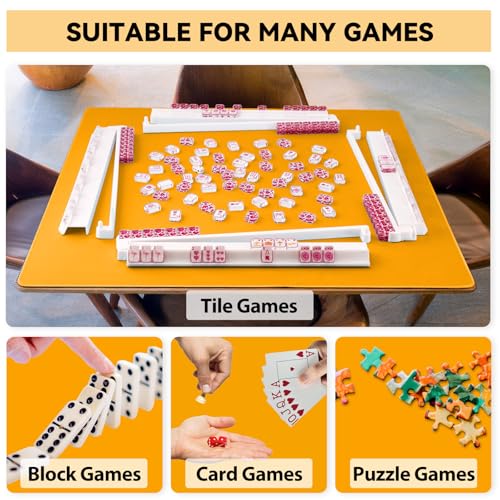 Classic Mahjong Mat for Mahjong Night - 31.5"x31.5" Non-Slip Gaming Table Cover with Carrying Bag (Orange) - color: Orange