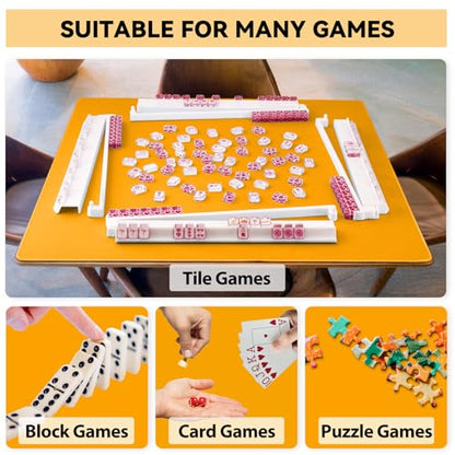Classic Mahjong Mat for Mahjong Night - 31.5"x31.5" Non-Slip Gaming Table Cover with Carrying Bag (Orange) - color: Orange