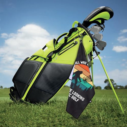 Not All Who Wander are Lost Some are Looking Printed Microfiber Golf Towel, Funny Sasquatch Golf Towel, Golfer Bags Accessories Gifts for Men Golfer Fan Dad Grandpa Uncle Brother Friend - color: Multicolor065