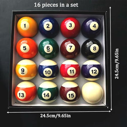 Billiard Balls Set 2-1/4 Inch Regulation Size, 16-Piece Premium Resin Pool Balls for Professional & Home Pool Table Replacement, Tournament Standard Billiard Balls(16 Resin Balls) New Grade A Crystal - style: Small Characters-White circle