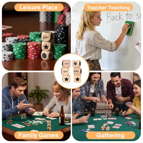 6 Pcs Left Right Center Game Dice 1 Inch Wooden Dice with Drawstring Bag Convenient Easy to Store Carry Around Set Accessorie for Family Travel Indoor Outdoor
