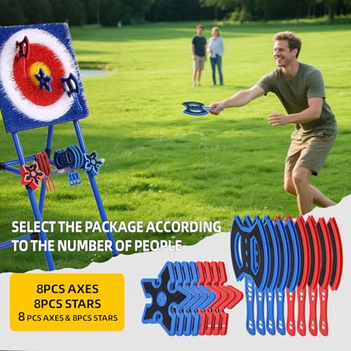 Throwing Axe for Bristle Throwing Targe,8pcs Plastic Axes, 8pcs Throwing Stars - style: 8 Ninja Stars