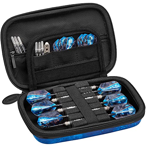 Casemaster Sentinel 6 Dart Case, Holds Extra Accessories, Tips, Shafts and Flights, Compatible with Steel Tip and Soft Tip Darts, Impact & Water Resistant Tactech Shell, Galaxy - color: Tactech Shell Galaxy