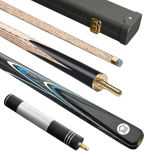 HomeSeason 57inch Snooker Cue Stick 18oz 3/4 Jointed Pool Cue, with Extension, Cue Case, Durable Ash Wood and Red Maple Construction Billiards Cue - color: HSS15