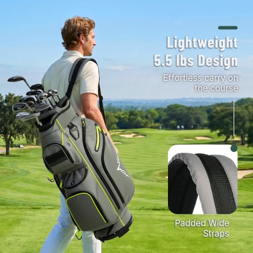 uniHimal Golf Cart Bag, 15 Way Organizer Divider Top with Handles | 15 Separate Compartments,Extra Storage Pockets,Rain Cover,Comfortable carry handles,Tough Abrasion‑Resistant Materials - color: Grey
