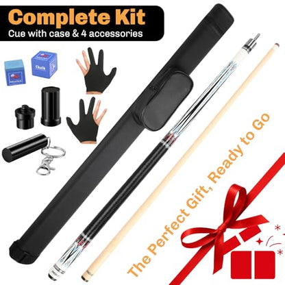Professional Pool Cue Stick with Hard Case, 58" Canadian Maple Billiard Cue & 12.5mm Multi-Layer Rainbow Tip, Pool Cue Set with 3 Accessories, 19/20/21oz Billiard Stick (Selectable) - size: 19oz, style: Style 2