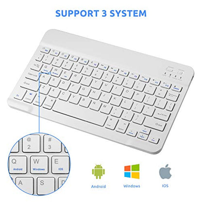 Amazon Fire HD 10/11/8 Wireless Keyboard, Universal Slim Portable Bluetooth Keyboard Compatible with Amazon Fire HD 10/11/8 with Built in Rechargeable Battery (10 Inch White) - color: 10 Inch White