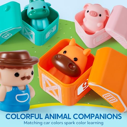 Play-Act Learning Toy for Toddlers 1 2 3 Years Old, Counting, Matching & Sorting Montessori Learning Farm Train Including 9 Farm Animals, Birthday Gift for Baby Boys Girls - style: Farm Number Train