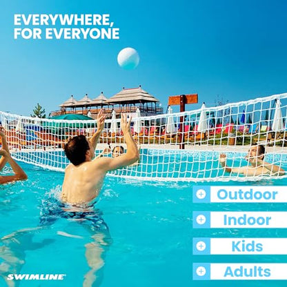 SWIMLINE Original Pool Volleyball Net Games Set with Ball Adjustable Up to 34 Feet Wide | for Kids & Adults | 2 Stable Water-Fill Bases | Easy Assembly Compatible W/Outdoor & Indoor Inground Pools - style: Classic Volleyball Game