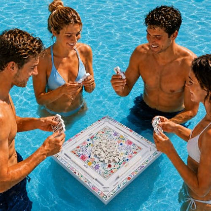 19x19 Inches Mahjong Floating Game Table for Pool Adults Pool Games Tray for Mah Jong Card Games Dominoes Poker Floater Tables for Indoor Outdoor Swimming Pool Hot Tub Lake(Floral) - style: Floral