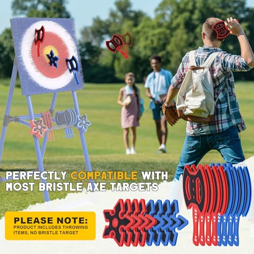 Throwing Axe for Axe Throwing Game for Backyard, Throwing Axe Set with Throwing Star for Outdoor Games, Durable and Fun for All Ages - style: 8 Axes+8 Stars