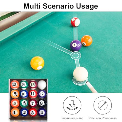 0.98 Inch Mini Billiard Balls Set, 16PCS Kids Pool Balls for Children's Table, Indoor/Outdoor Fun Game Toy Accessories for Children Over 36 Months