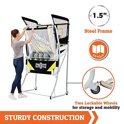Hall of Games Xtra Long Shot EZ-Fold Premium Arcade Basketball Game with Built-in 4-Ball Storage Rack, Pop Off with The Perfect Basketball Game