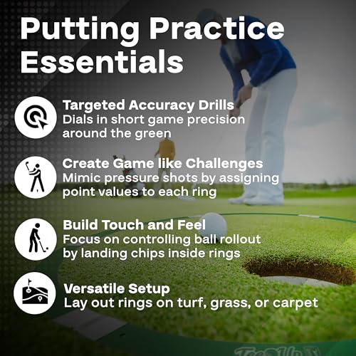 PGA Tour Golf Practice Aids By Golfgen: Premium Chipping Nets, Putting Rings, & Targets, Indoor & Outdoor Training, Improve Accuracy & Control, Master Putting and Chipping, Portable for On The Go - size: 3 Rings