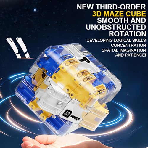 3D Cube Puzzles Fidget Toys - Brain Teaser Puzzles Toys Educational Learning Toys for Logical Thinking, Puzzle Maze Cube Easter Basket Stuffers Birthday Gifts (Blue) - color: Blue