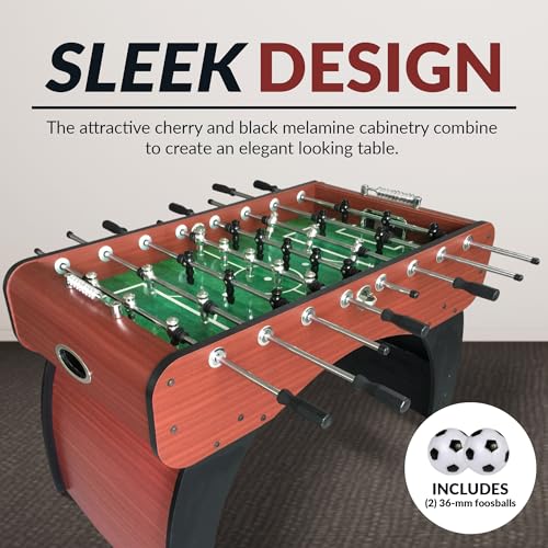 Hathaway Metropolitan 54 inch Foosball Table Adult Size for Family Game Rooms - With Smooth Playfield, Dual Abacus Scoring, Weighted Players, Sturdy Leg Levelers & 2 Foosballs - Cherry Finish
