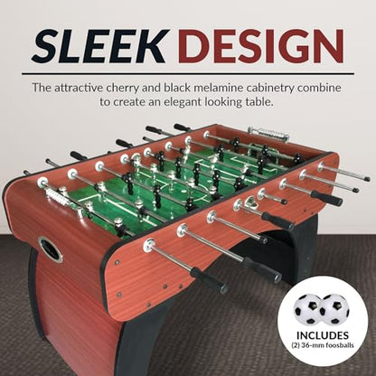 Hathaway Metropolitan 54 inch Foosball Table Adult Size for Family Game Rooms - With Smooth Playfield, Dual Abacus Scoring, Weighted Players, Sturdy Leg Levelers & 2 Foosballs - Cherry Finish