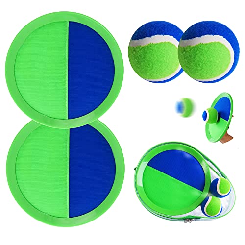 Catch Ball Game for Kids-Beach Toys Backyard Lawn Toss and Catch Games -Upgraded Version Throw Sticky Balls and Catch Game Toys for Kids Boys Girls Adults Family Outside Gifts - color: Green